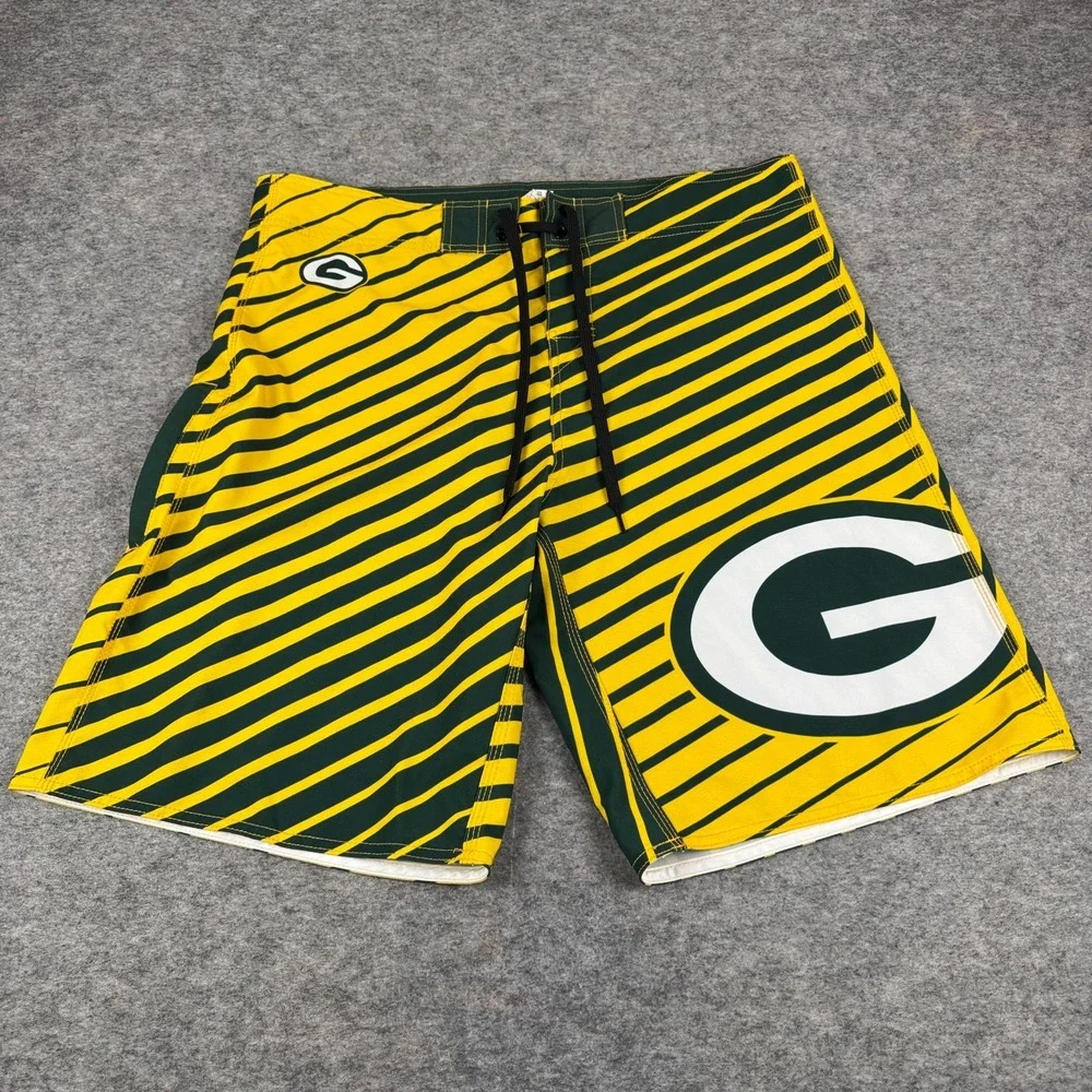 NFL Team Apparel Green Bay Packers Boardshorts Swim Shorts Yellow Mens 38